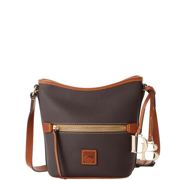 Dooney & Bourke Handbags - Dooney & Bourke Pebble Grain Small Zip Sac Shoulder Bag - Brown Tmoro